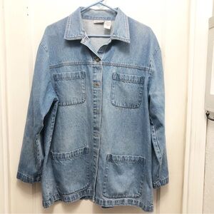 Vintage Cabin Creek Denim Chore Medium Wash Jean Jacket Button Down Size XL